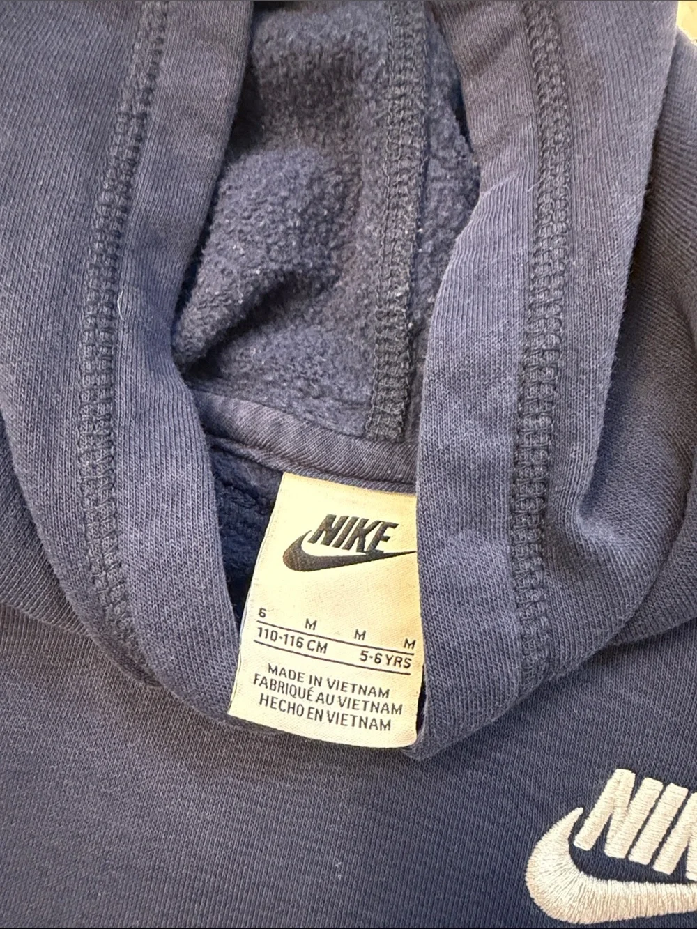 Nike Kids Dark Blue Pullover Hoodie with White Logo